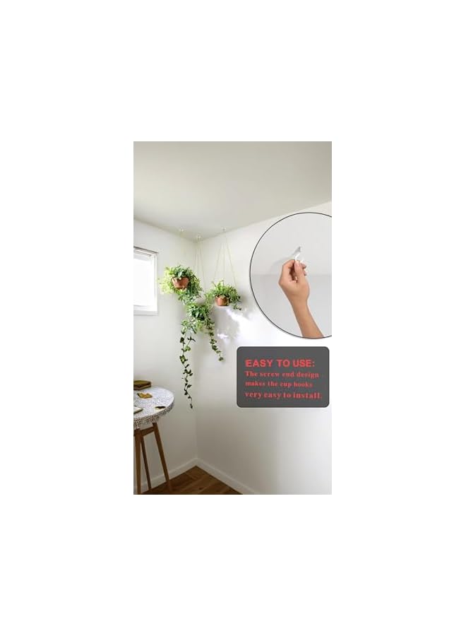 S-TOP 90 Pcs White Vinyl Coated Ceiling Hooks Kit - 6 Sizes Screw-in Hooks for Plants, Kitchen - Image 3
