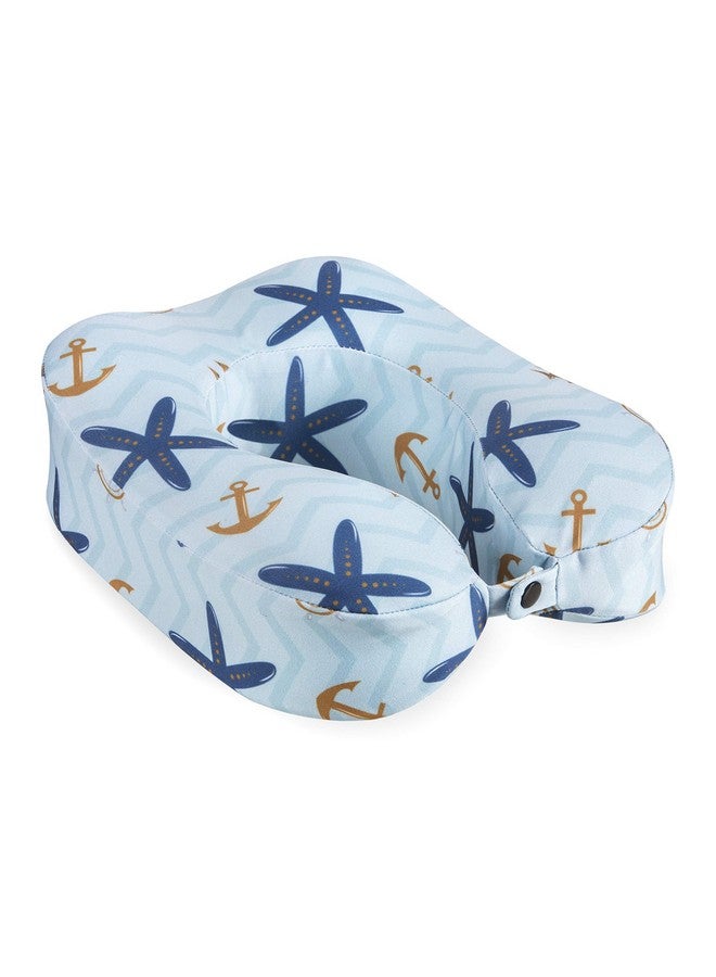 The White Willow Memory Foam Soft Kids Neck Pillow for Travel Special Horse Shoe Shaped Cushion with Soft Velour Fabric for Air,Long Flights, Bus, Train - 10.5" x 7.5" x 3.3", Blue - Image 1