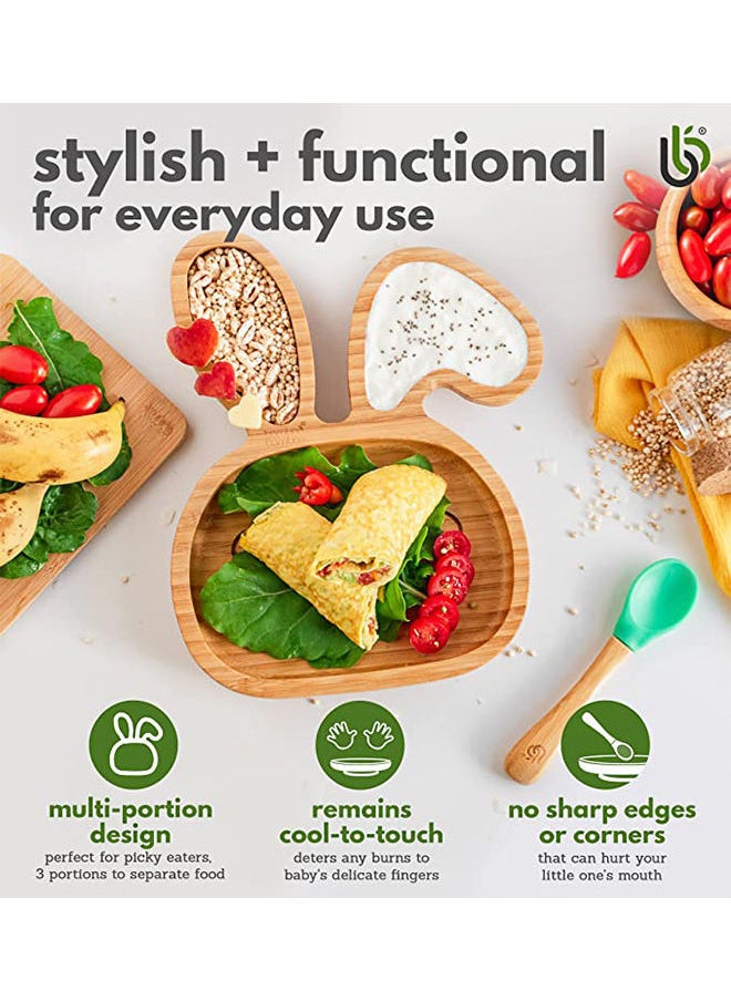 Y&D Baby Toddler Bamboo Plate And Spoon With Silicone Suction - Assorted  - Image 5