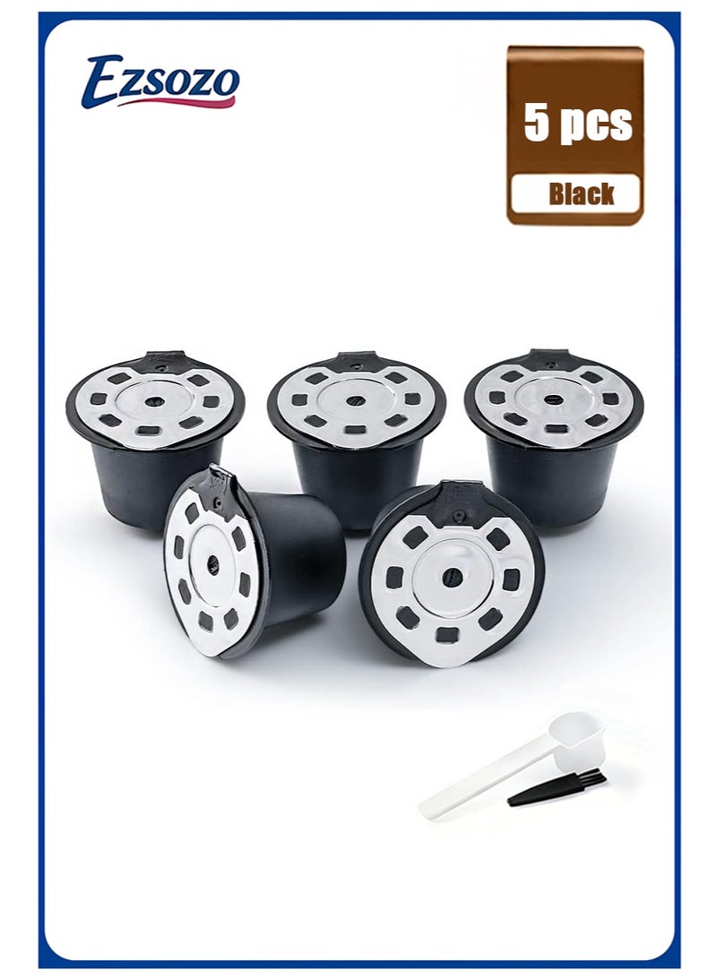EZSOZO 5 Pack Reusable Coffee Capsules Refillable Coffee Capsules Compatible with Nespresso Original Series （Black） - Image 1