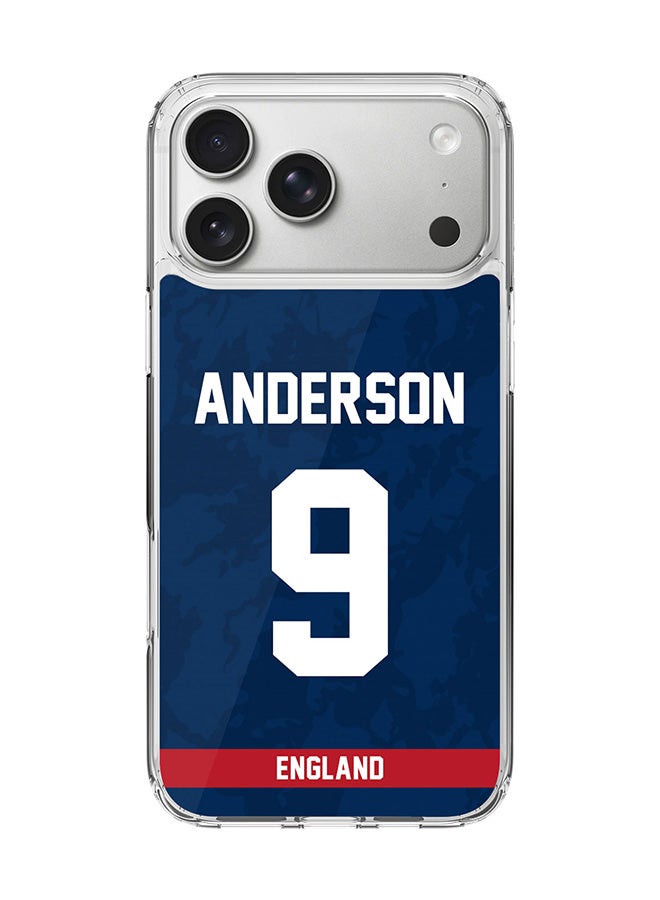 Stylizedd Classic Clear MagSafe Case for iPhone 17 Pro Max , Hybrid Soft Case Flexible Edges Anti Drop TPU PC Gel Thin Transparent Cover [ Designed for iPhone 17 Pro Max ] - Team England James Anderson, Jersey No 9