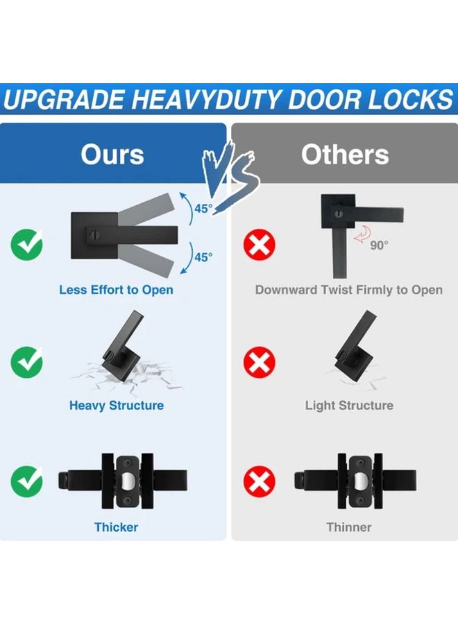 Matte Black Keyless Door Handles Heavy Duty Reversible Privacy Door Lever Locksets for Bedroom Bathroom Living Room Office Metal Modern Interior Design Durable Bathroom Hardware - Image 5