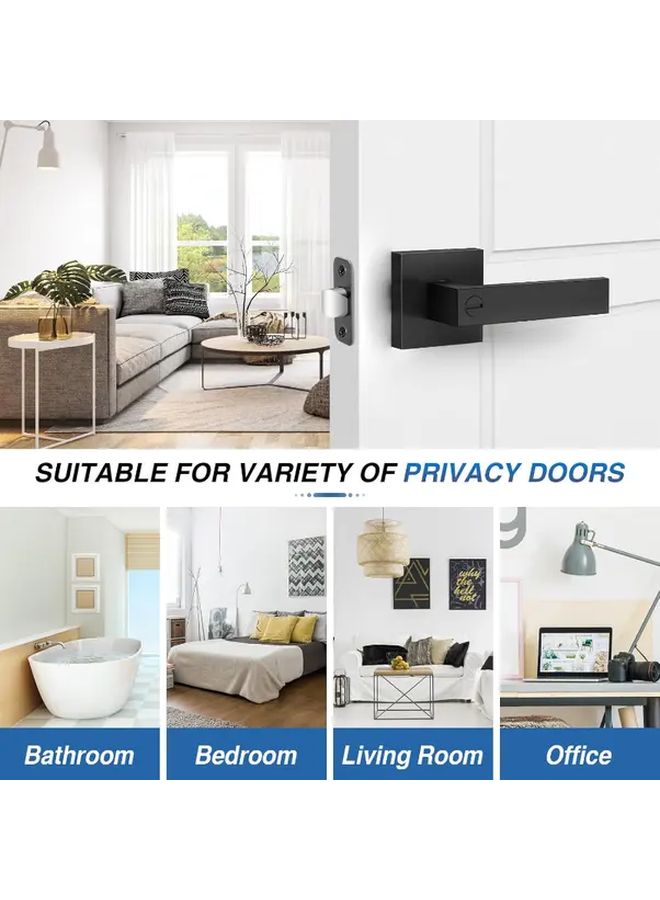 Matte Black Keyless Door Handles Heavy Duty Reversible Privacy Door Lever Locksets for Bedroom Bathroom Living Room Office Metal Modern Interior Design Durable Bathroom Hardware - Image 1