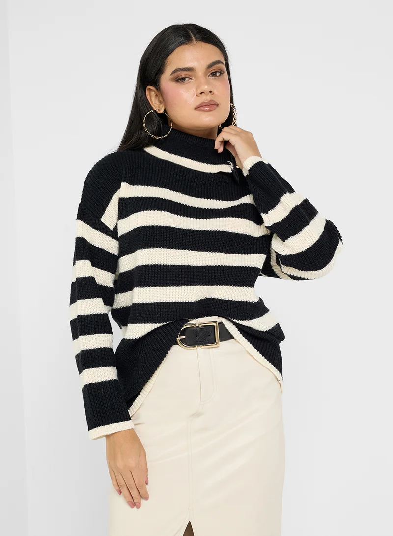 ELLA Striped Crew Neck Sweater