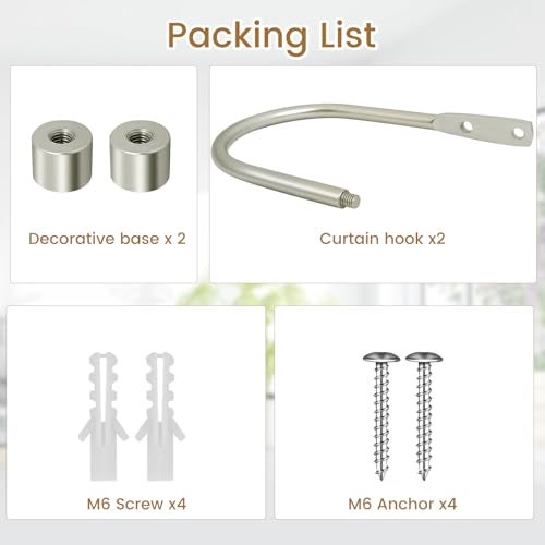 HIKMLK Minimalist Curtain Holdbacks 2pcs, Cast Iron Solid Heavy Duty Metal Curtain Tieback Side Holders for Wall, Curtain Hook Pull Backs for Drapes Window Home Decoration（Satin Nickel ） - Image 5