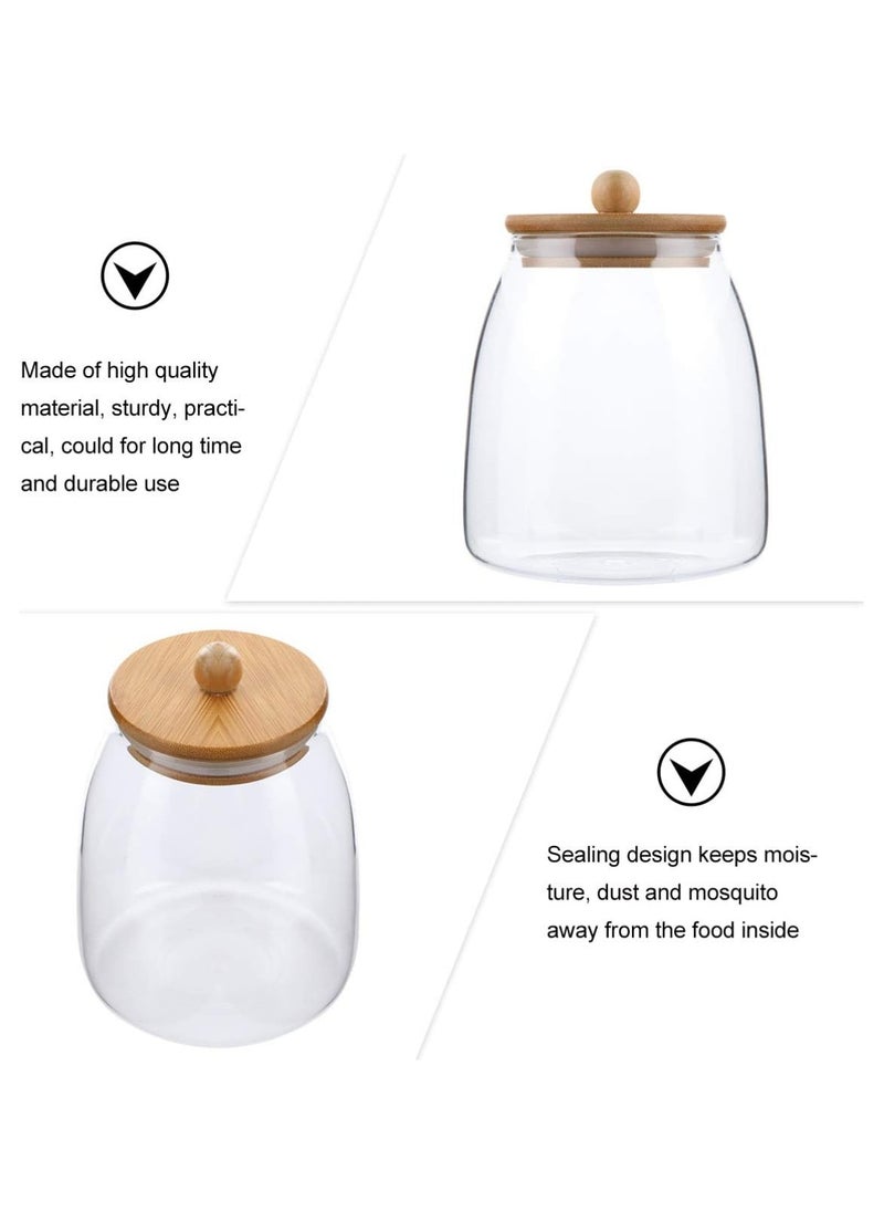BLACKSTONE - Premium 2pcs Borosilicate Glass Canister Set with Airtight Wooden Lids  800ML - Image 1