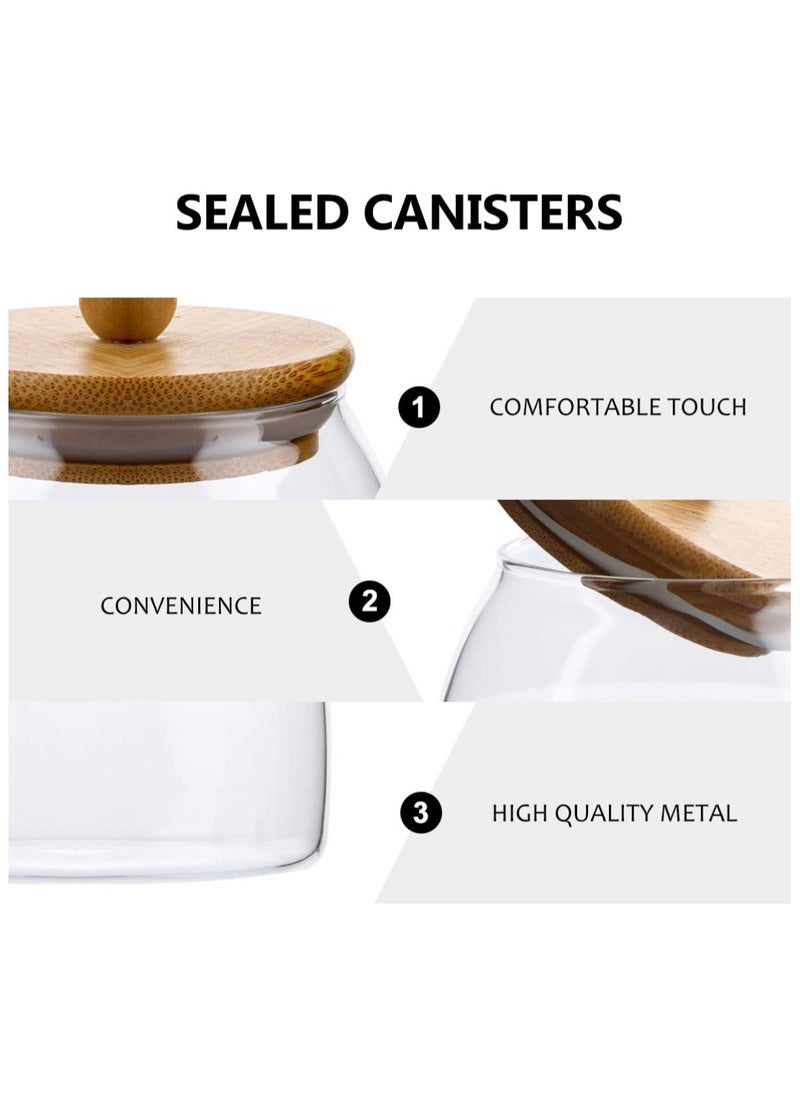 BLACKSTONE - Premium 2pcs Borosilicate Glass Canister Set with Airtight Wooden Lids  800ML - Image 1