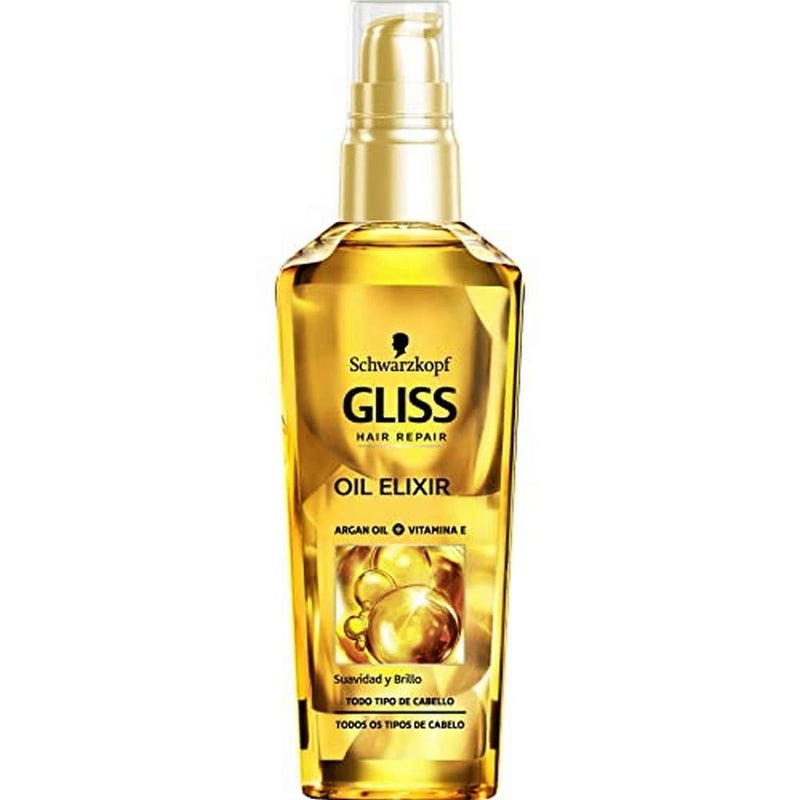 Gliss - Daily Elixir Oil - Nutrition and Shine Hair Oil - 3 units of 75ml - Schwarzkopf