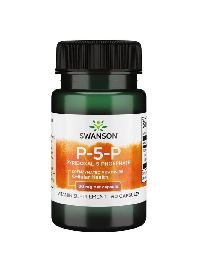 SWANSON P-5-P (Pyridoxal-5-Phosphate) Coenzymated Vitaminb-6 20 Milligrams 60 Capsules - Image 1