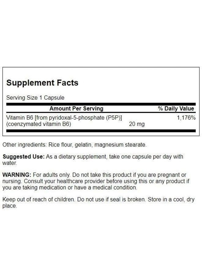 SWANSON P-5-P (Pyridoxal-5-Phosphate) Coenzymated Vitaminb-6 20 Milligrams 60 Capsules - Image 2