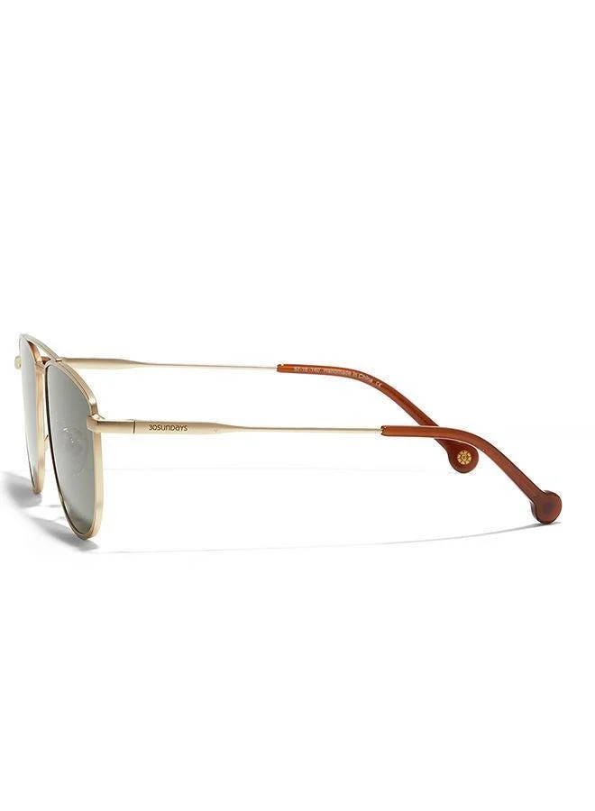 30Sundays 30Sundays ROVA,Men Sunglasses, Aviator Sunglasses, UV Protection: UV400 (Gold,Green)