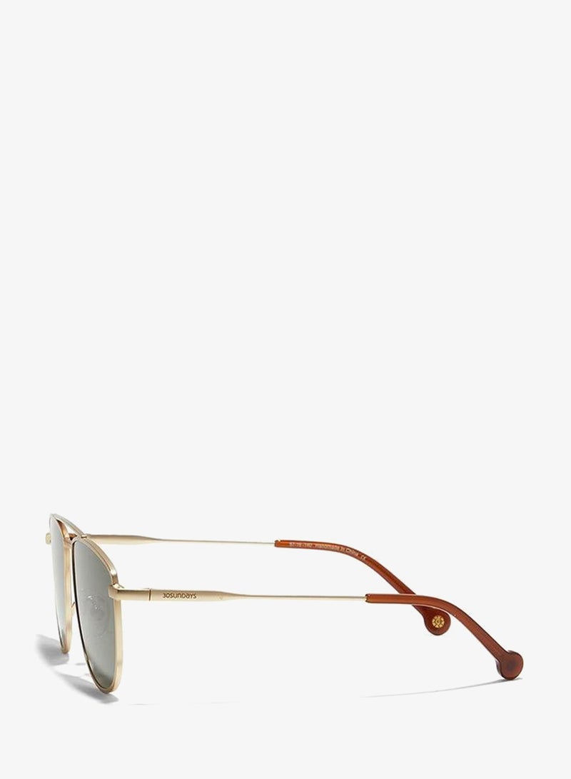 30Sundays ROVA,Men Sunglasses, Aviator Sunglasses, UV Protection: UV400 (Gold,Green) - Image 3