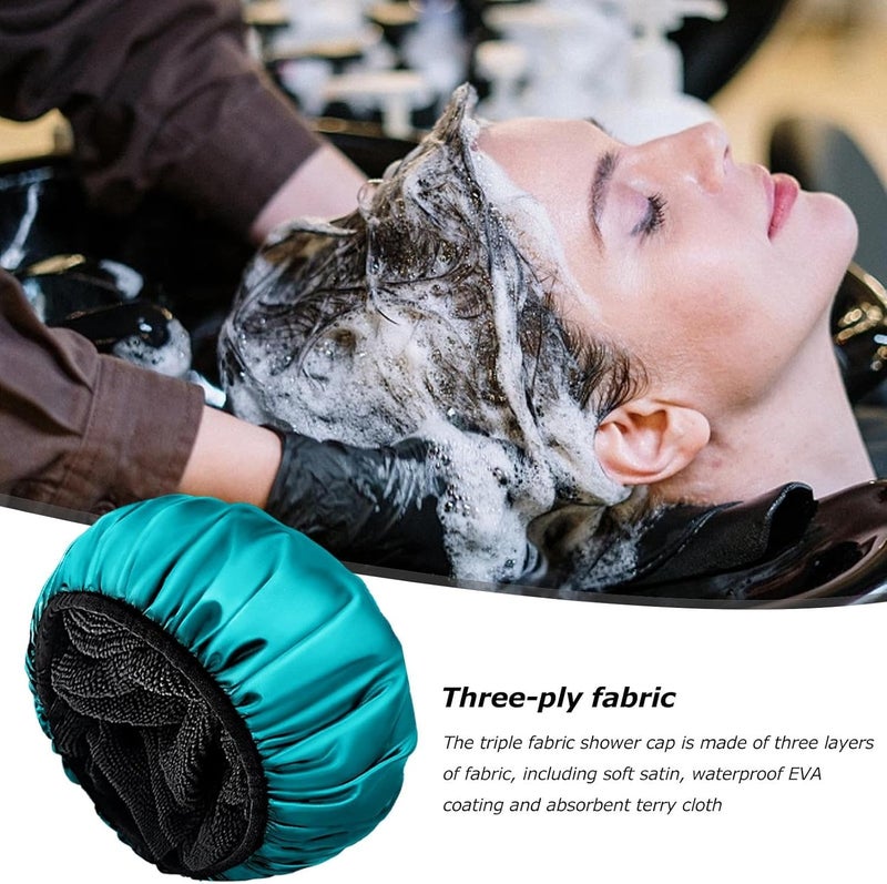 windforgecraft Reusable Shower Caps for Women - Hair Shower Cap 3-Layer Bath Hair Hat,Elastic Bath Caps, Waterproof Hair Protector Hair Cap for Spa Salon, Long Hair Borato - Image 3