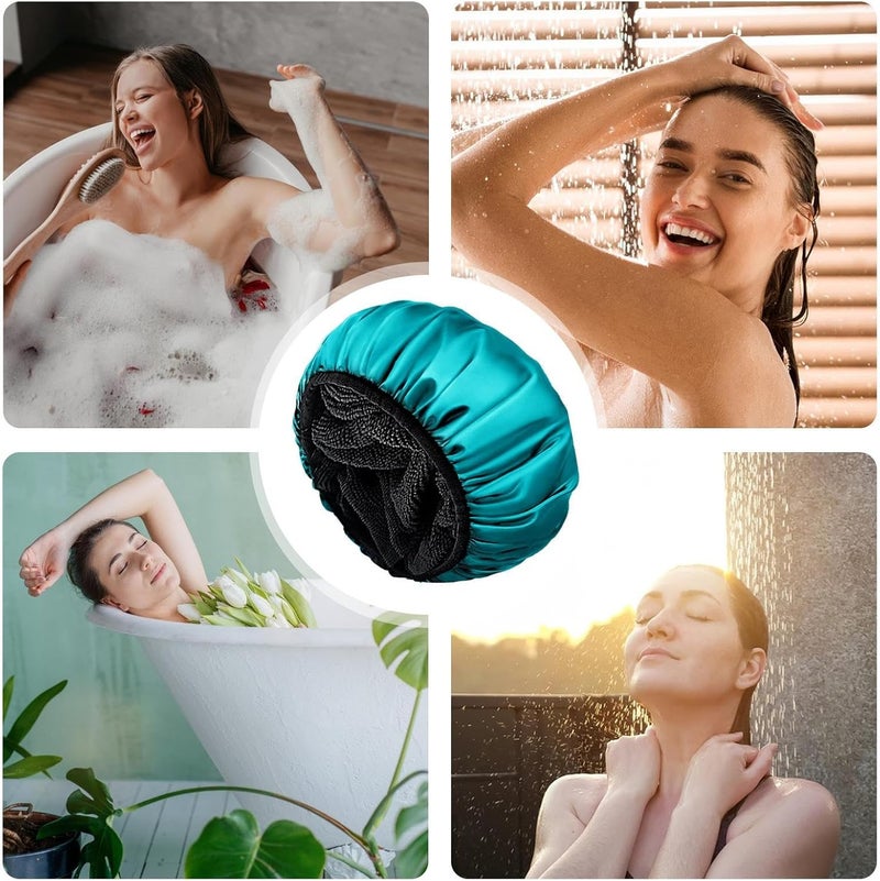 windforgecraft Reusable Shower Caps for Women - Hair Shower Cap 3-Layer Bath Hair Hat,Elastic Bath Caps, Waterproof Hair Protector Hair Cap for Spa Salon, Long Hair Borato - Image 4