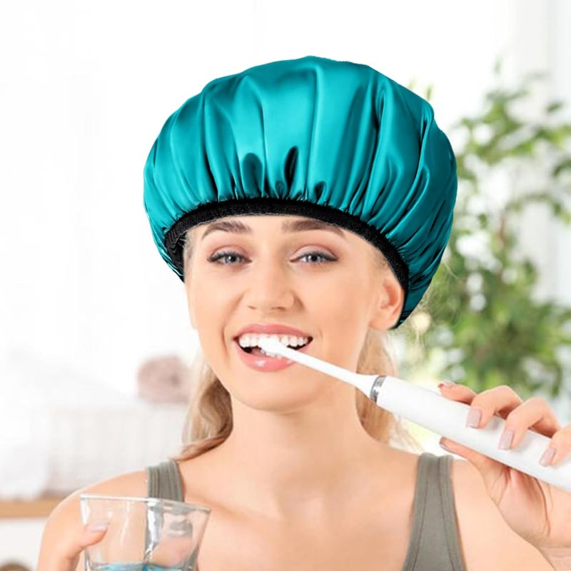 windforgecraft Reusable Shower Caps for Women - Hair Shower Cap 3-Layer Bath Hair Hat,Elastic Bath Caps, Waterproof Hair Protector Hair Cap for Spa Salon, Long Hair Borato - Image 2