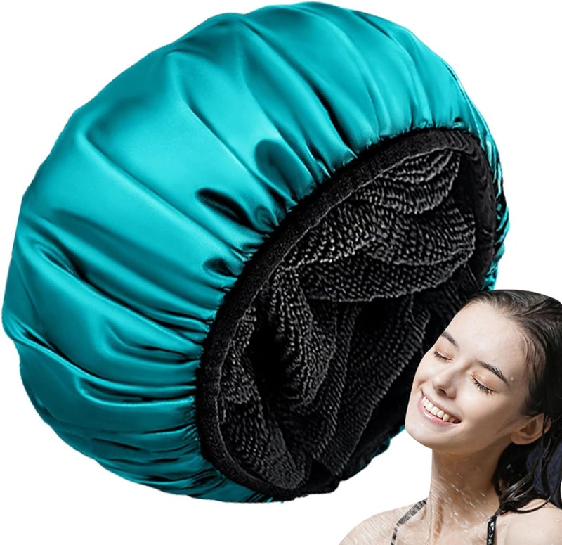 windforgecraft Reusable Shower Caps for Women - Hair Shower Cap 3-Layer Bath Hair Hat,Elastic Bath Caps, Waterproof Hair Protector Hair Cap for Spa Salon, Long Hair Borato - Image 1