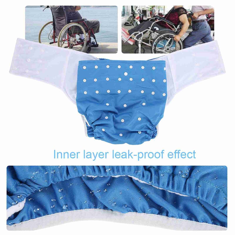 Washable Adult Pocket Nappy Cover Adjustable Reusable Diaper Cloth Dark Blue - Image 4