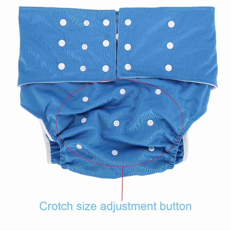Washable Adult Pocket Nappy Cover Adjustable Reusable Diaper Cloth Dark Blue - Image 2