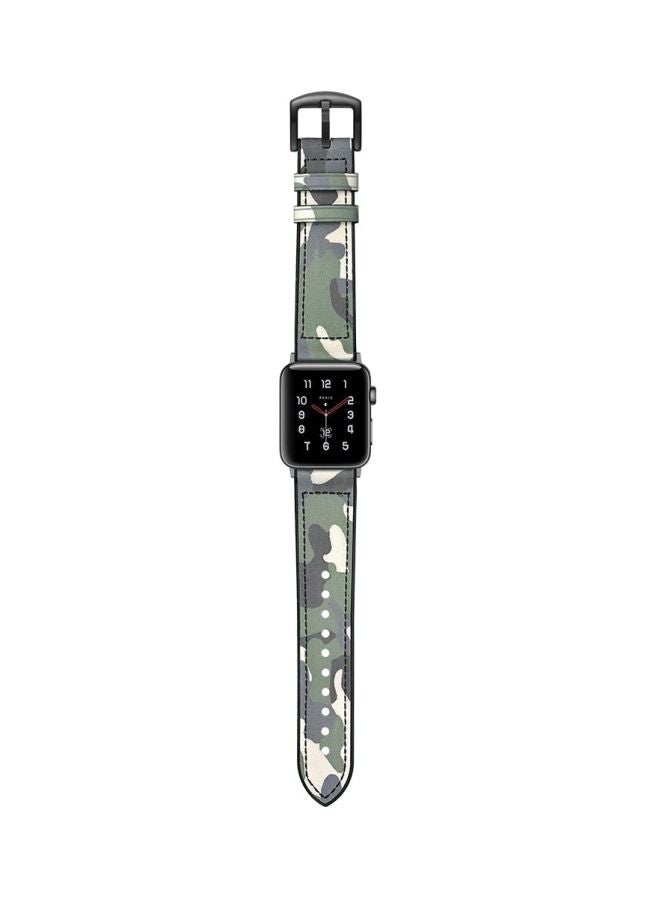 NIBEMINENT Replacement Band For Apple Watch Series 1/2/3/4 44mm/42mm Camouflage Green/Black - Image 4