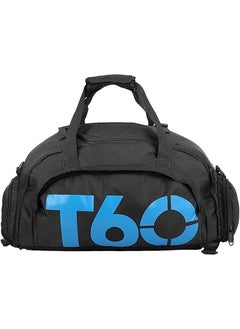 T60 Sports Gym Bag, Travel Duffel bag with Wet Pocket & Shoes Compartment Ultra Lightweight Black Blue  - Image 1