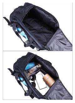 T60 Sports Gym Bag, Travel Duffel bag with Wet Pocket & Shoes Compartment Ultra Lightweight Black Blue  - Image 2