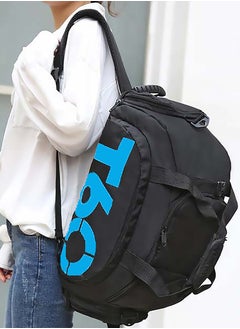 T60 Sports Gym Bag, Travel Duffel bag with Wet Pocket & Shoes Compartment Ultra Lightweight Black Blue  - Image 3