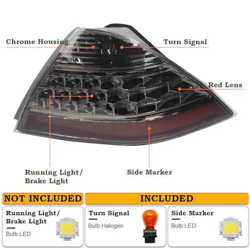 KAMDKI A Pair Smoke Black Tail Light Fit for 2006 2007 Honda Accord LX EX EXL Sedan 4-Door Rear Lamp Assembly Left Driver and Right Passenger Side W/Bulb W/O Unit Module 33551SDAA32 HO2819130 - Image 4