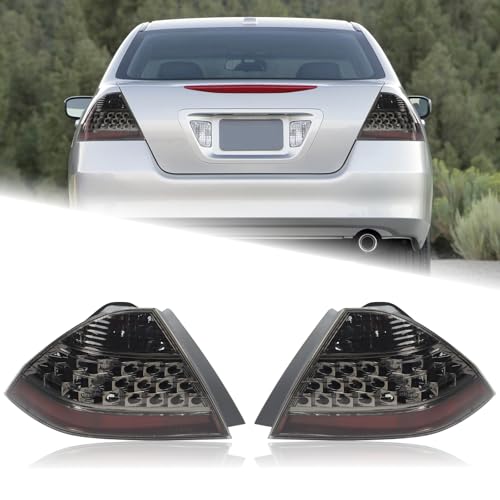 KAMDKI A Pair Smoke Black Tail Light Fit for 2006 2007 Honda Accord LX EX EXL Sedan 4-Door Rear Lamp Assembly Left Driver and Right Passenger Side W/Bulb W/O Unit Module 33551SDAA32 HO2819130 - Image 1