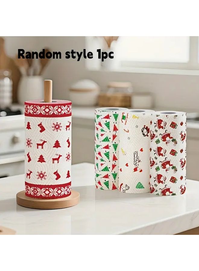 Christmas Kitchen Paper Towels 3 Ply Heavy Duty Roll Santa Reindeer Snowman Design - Image 1