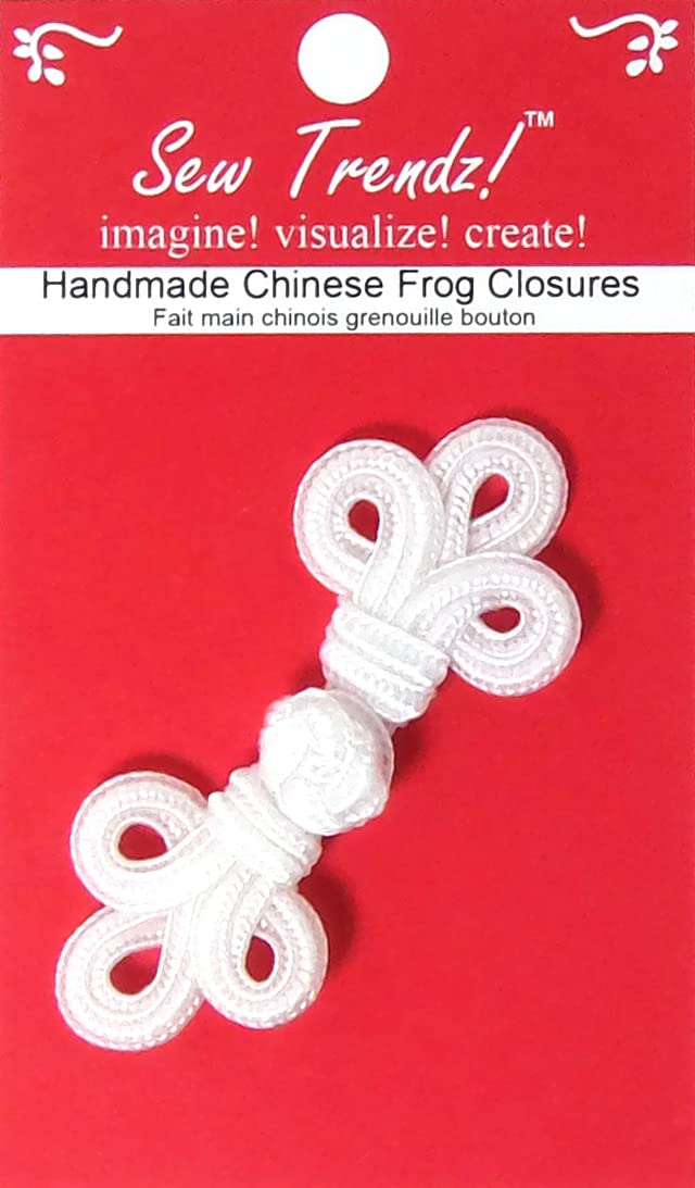 Sew Trendz SEW TRENDZ Handmade Chinese Frogs Closures Buttons Hook  Eye Sewing Coats Capes Jackets Renaissance Costumes White ColorDouble Three Loop Braid Design Small Size 3 x 125 1 PairPack
