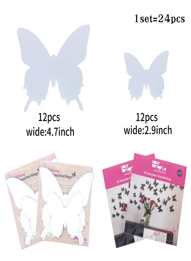 ويكين ملصقات جدارية قابلة للإزالة على شكل فراشة ثلاثية الأبعاد من WeKen، 24 قطعة، ديكور أبيض لغرفة الأطفال أو غرفة النوم - (ملصقات جدارية بيضاء على شكل فراشة ثلاثية الأبعاد، مقاسين) - Image 2