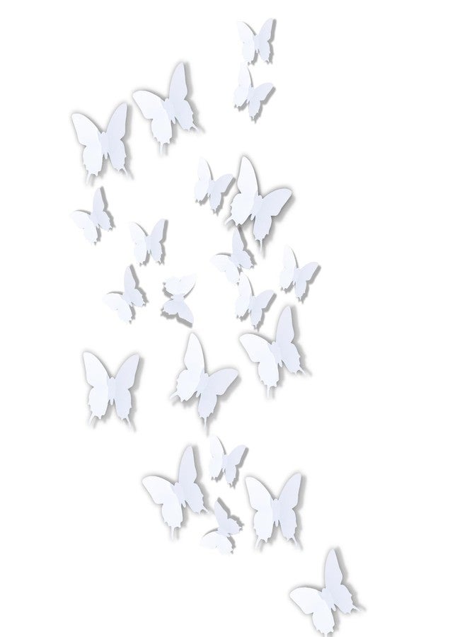 ويكين ملصقات جدارية قابلة للإزالة على شكل فراشة ثلاثية الأبعاد من WeKen، 24 قطعة، ديكور أبيض لغرفة الأطفال أو غرفة النوم - (ملصقات جدارية بيضاء على شكل فراشة ثلاثية الأبعاد، مقاسين) - Image 1