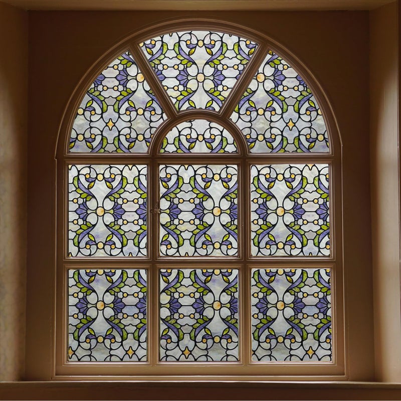 ADD.HERES 3D Stained Glass Window Film, Decorative Window Privacy Film for Bathroom,Front Door,Home, Sun Blocking Heat Control,Static Cling, Genes 23.6inch x 35.4inch - Image 1