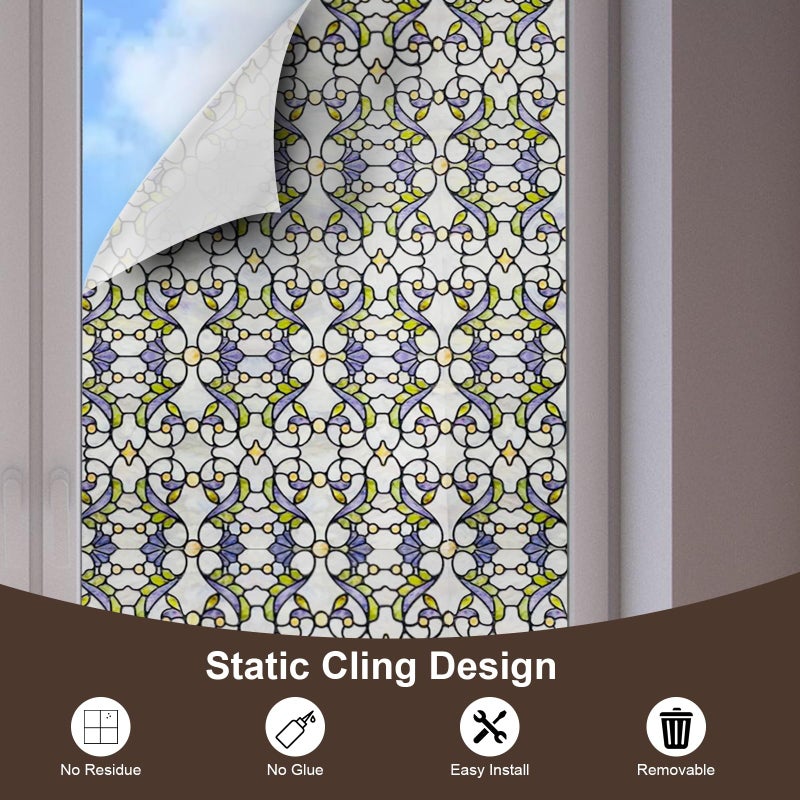 ADD.HERES 3D Stained Glass Window Film, Decorative Window Privacy Film for Bathroom,Front Door,Home, Sun Blocking Heat Control,Static Cling, Genes 23.6inch x 35.4inch - Image 5