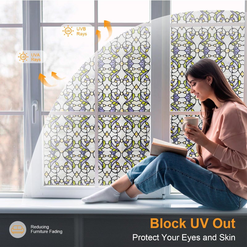 ADD.HERES 3D Stained Glass Window Film, Decorative Window Privacy Film for Bathroom,Front Door,Home, Sun Blocking Heat Control,Static Cling, Genes 23.6inch x 35.4inch - Image 4