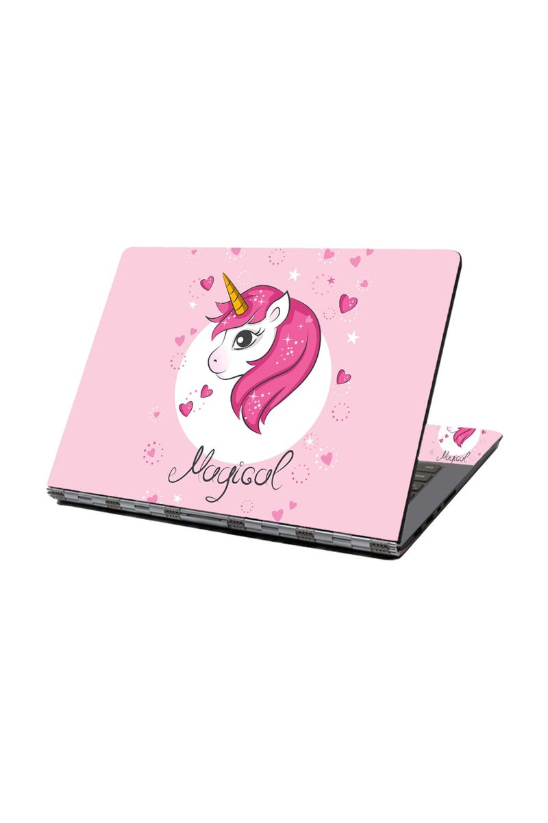 HAPPYLIVE SHOPPING Laptop Skin Sticker Decal,12" 13" 13.3" 14" 15" 15.4" 15.6" Laptop Skin Sticker Protector Cover for Toshiba Hp Samsung Dell Apple Acer Leonovo Sony Asus Laptop Notebook (Pink Unicorn) - Image 1