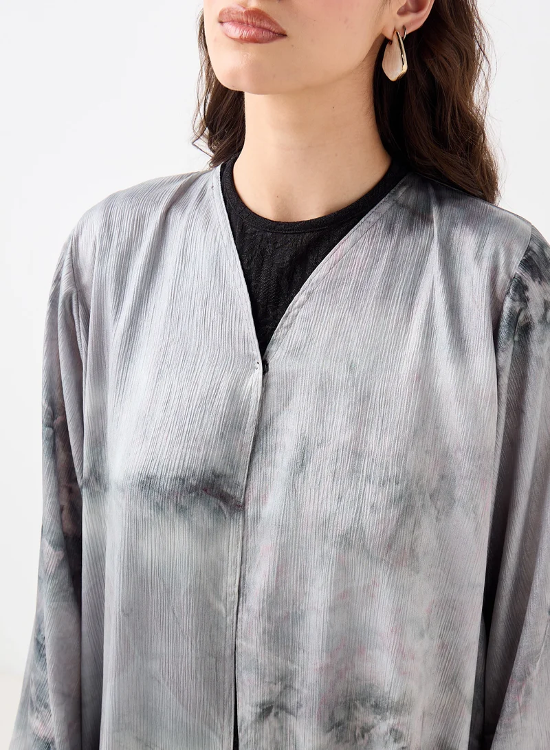 هدية المدينة  Silver Mist Textured Abaya - HM