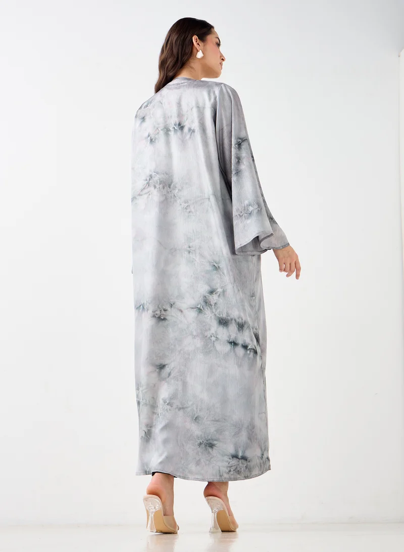 هدية المدينة  Silver Mist Textured Abaya - HM