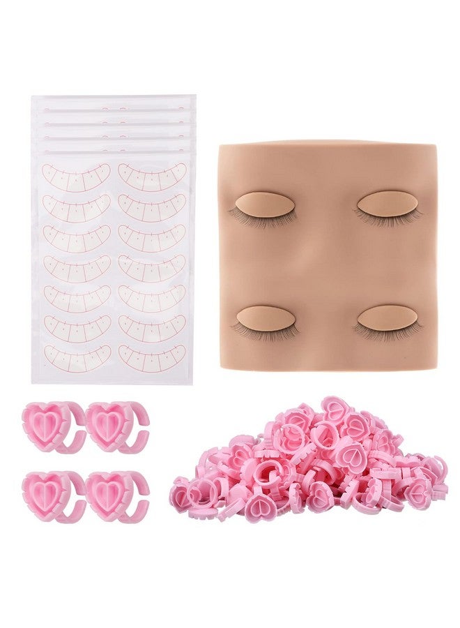 Pretty memory Lash Practice Kit With 2 Pairs Of Lash Mannequin Head 100 Pcs Glue Rings For Eyelash Extension 35 Pairs Of Lash Mapping Stickers Eyelash Extension Supplies For Lash Extension Practice - Image 2