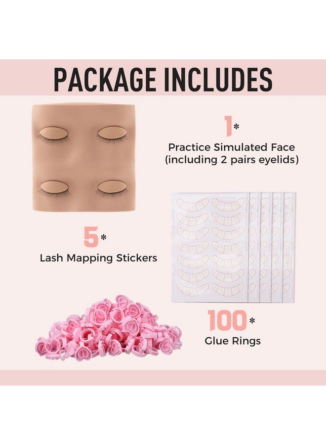 Pretty memory Lash Practice Kit With 2 Pairs Of Lash Mannequin Head 100 Pcs Glue Rings For Eyelash Extension 35 Pairs Of Lash Mapping Stickers Eyelash Extension Supplies For Lash Extension Practice - Image 3