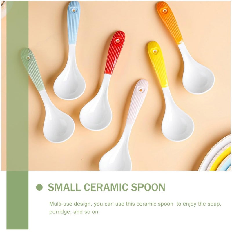 6 Piece Colorful Ceramic Soup Spoon Set Food Grade Porcelain Tableware for Home Dining - Image 5