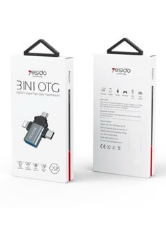 Yesido GS15 OTG Adapter 3 In 1 USB 2.0 to Type-C / Micro / Lightning Adapter for Smart Phones