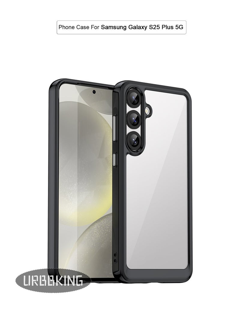 URBBKING Non Yellowing Drop Protection Thin Flexible Silicone TPU Shockproof Protective Slim Fit Phone Cover for Samsung Galaxy S25 Plus 5G Black - Image 1
