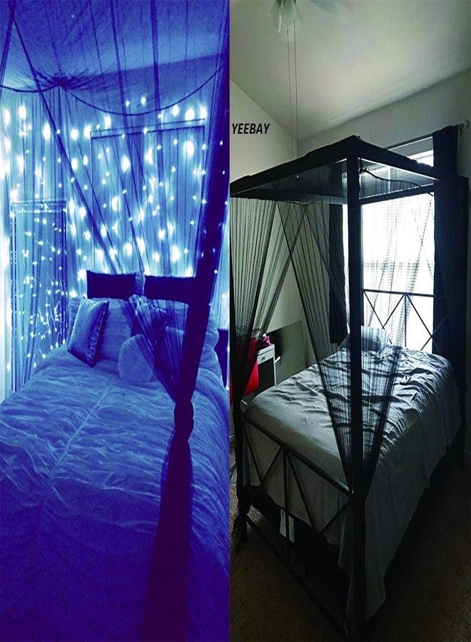 YEEBAY Mosquito Net for Bed Canopy, 4 Corner Post Curtains Bed Canopy Large Mosquito Netting Bedroom Princess Decoration for Girls & Adults, Fits Full/Queen/King Size Mosquito Net (7X7 FT, Ivory) - Image 4