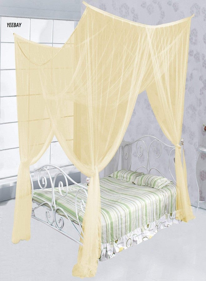 YEEBAY Mosquito Net for Bed Canopy, 4 Corner Post Curtains Bed Canopy Large Mosquito Netting Bedroom Princess Decoration for Girls & Adults, Fits Full/Queen/King Size Mosquito Net (7X7 FT, Ivory) - Image 1