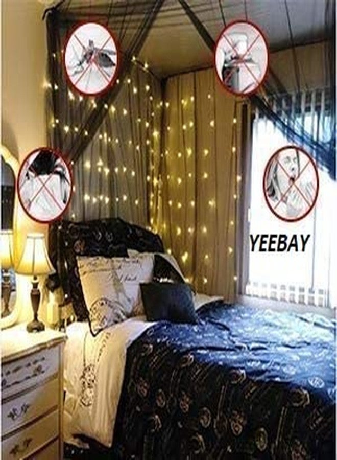 YEEBAY Mosquito Net for Bed Canopy, 4 Corner Post Curtains Bed Canopy Large Mosquito Netting Bedroom Princess Decoration for Girls & Adults, Fits Full/Queen/King Size Mosquito Net (7X7 FT, Ivory) - Image 3