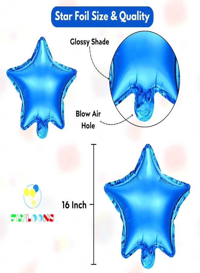 Flyloons 9th Frozen Theme Birthday Decorations Kit Blue White for 9 year Old Baby Boys Girls Kids 5 Pcs Elsa Anna Theme 30 Pcs Metallic Balloons Decoration Set Items 2 Pcs Blue Star - Image 3