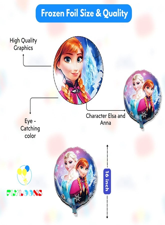 Flyloons 9th Frozen Theme Birthday Decorations Kit Blue White for 9 year Old Baby Boys Girls Kids 5 Pcs Elsa Anna Theme 30 Pcs Metallic Balloons Decoration Set Items 2 Pcs Blue Star - Image 2