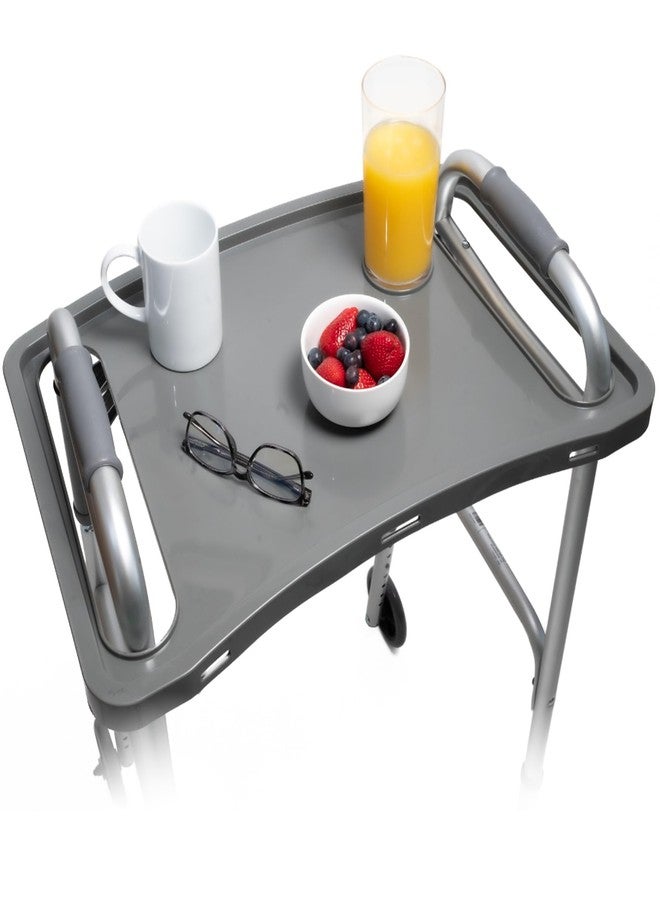 StrongArm Solid Gray Walker Tray with Cup Holder, Tray for Folding Walkers, Food Tray, Walker Accessories, Tray Table for Standard Adult Walkers (Gray) - Image 1