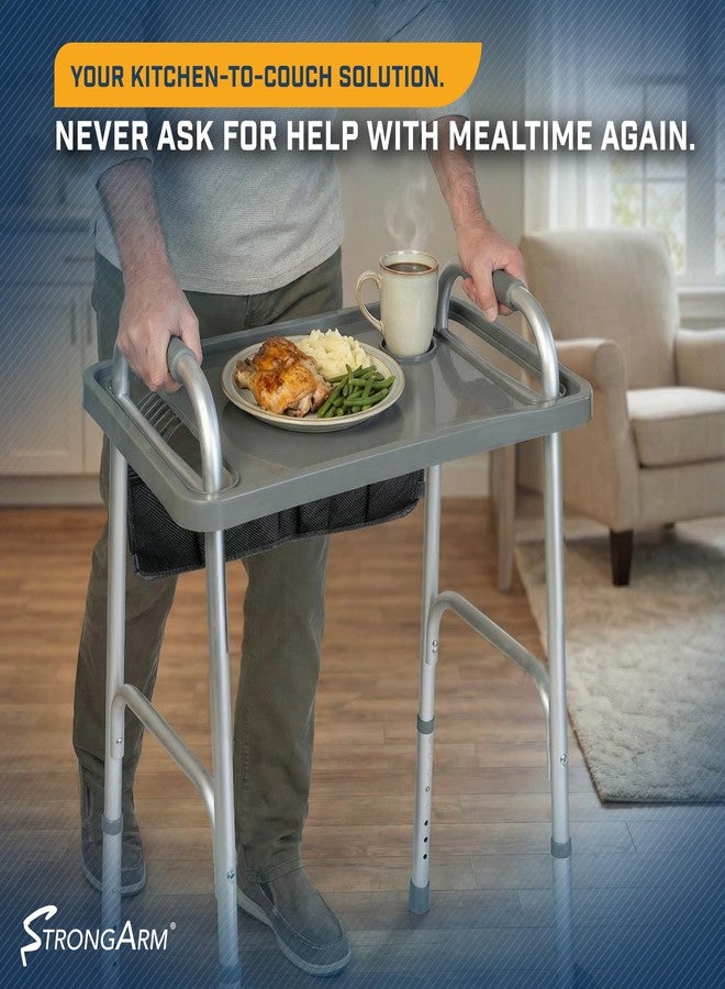 StrongArm Solid Gray Walker Tray with Cup Holder, Tray for Folding Walkers, Food Tray, Walker Accessories, Tray Table for Standard Adult Walkers (Gray) - Image 5